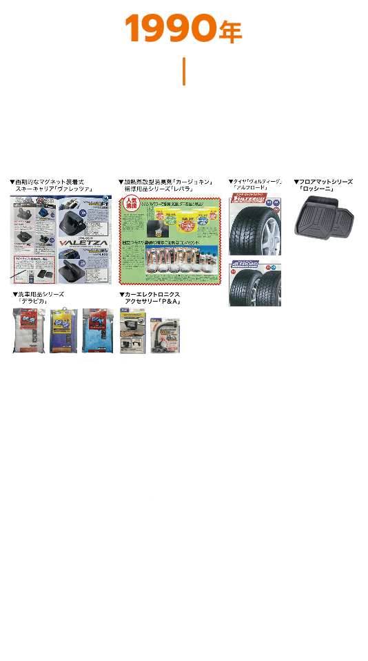 1990年代 プライベートブランド商品の一部です。ここに掲載しきれないくらい数多くの商品がありました。